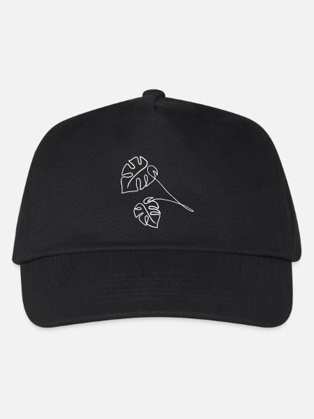 Monstera One Line White - Kids’ Baseball Cap - black