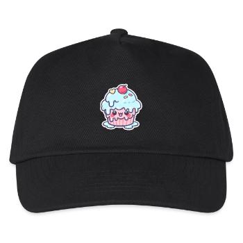 Kawaii Cupcake mit blauem Zuckerguss - Kinder Basecap - Schwarz - Vorne