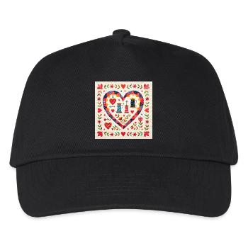 Patchwork Herz mit Garnen - Kinder Basecap - Schwarz - Vorne