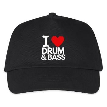 I Love Drum & Bass Grunge Music Drummer Funny - Kids’ Baseball Cap - black - Front