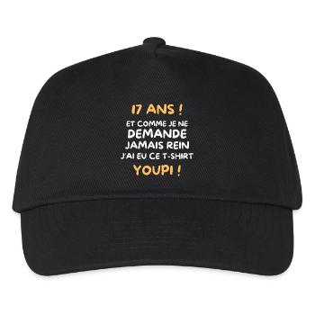 Funny Draw Boy Teen 17 Years Funny Birthday 17 - Kids’ Baseball Cap - black - Front