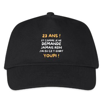 Funny Draw Boy Teen 23 Years Funny Birthday 23 - Kids’ Baseball Cap - black - Front