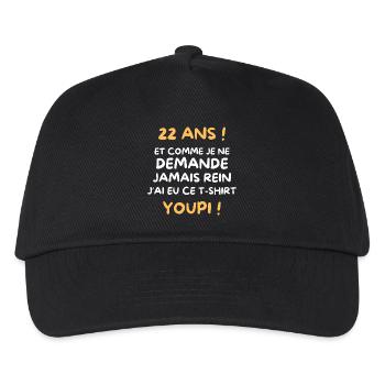 Funny Draw Boy Teen 22 Years Funny Birthday 22 - Kids’ Baseball Cap - black - Front
