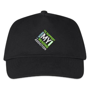 Je travaille pour soutenir mon logo de livres sur la dépendance à la lecture - Casquette de baseball Enfant - noir - Devant