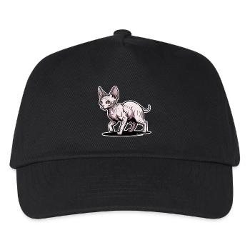 Sphynx Katze Haarloses Spazieren-Porträtdesign - Kinder Basecap - Schwarz - Vorne