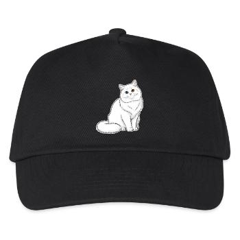 White Cat Angora Eyes Minnows Portrait Elegant - Kids’ Baseball Cap - black - Front