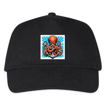 Octopus embraces an Anchor - Kids’ Baseball Cap - black - Front