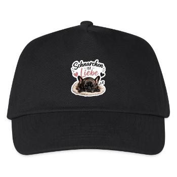 Französische Bulldogge Schnarchen ist Liebe Bully - Kinder Basecap - Schwarz - Vorne