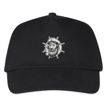 Kapitän Steuerrad Bootsfahrer Seefahrer Seemann - Kinder Basecap - Schwarz - Vorne