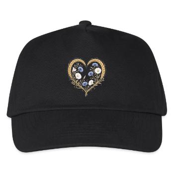 Wheat Heart Cornflower Morning Glory Flowers Nature Motif - Kids’ Baseball Cap - black - Front
