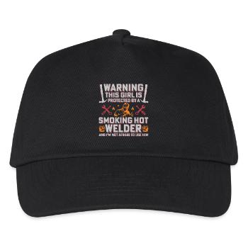 Warning Welder Protects His Girl - Kids’ Baseball Cap - black - Front
