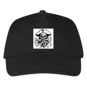 Piratenschädel und Oktopus-Tinte - Kinder Basecap - Schwarz - Vorne