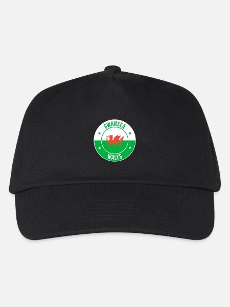 Swansea Wales Dragon Emblem - Kinder Basecap - Schwarz