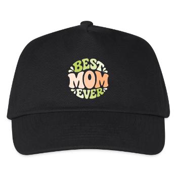 Best Mom Ever Pastell Bubbel-Design - Kinder Basecap - Schwarz - Vorne