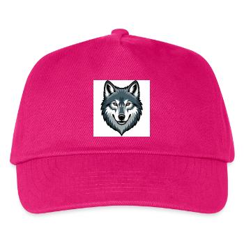 Wolfskopf – stilisierte Illustration - Kinder Basecap - Fuchsia - Vorne