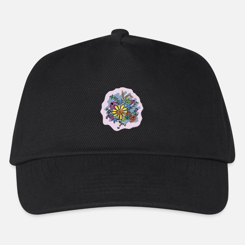 Buntes Blumenbouquet Illustration - Kinder Basecap - Schwarz