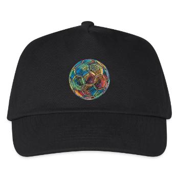 Fußball Football Bunte Zeichnung Kunst Druck - Kinder Basecap - Schwarz - Vorne