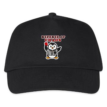 Funny Penguin Football Referee Soccer Sticker Art - Kids’ Baseball Cap - black - Front