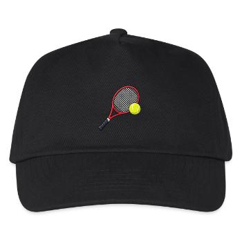 Tennis racket with tennis ball - Kids’ Baseball Cap - black - Front