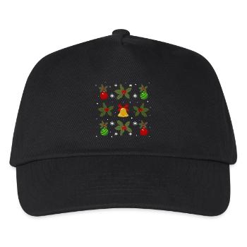Wintermotiv aus Glocken und Kugeln - Kinder Basecap - Schwarz - Vorne
