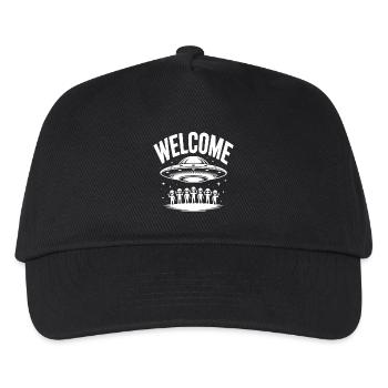Welcome Saying Alien UFO Spaceship Space Graphic - Kids’ Baseball Cap - black - Front