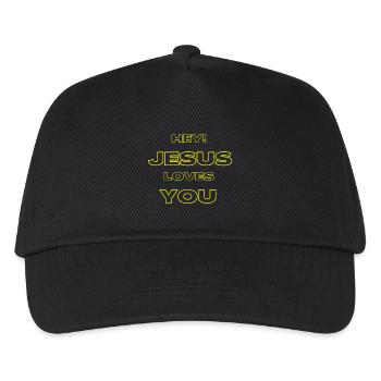 Hé Jésus t’aime dessin jaune du contour - Casquette de baseball Enfant - noir - Devant
