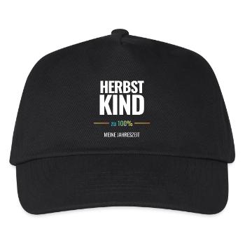 Herbstkind zu 100% Meine Jahreszeit - Kinder Basecap - Schwarz - Vorne