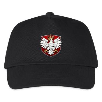 Polnischer Adler mit Krone Schild - Kinder Basecap - Schwarz - Vorne
