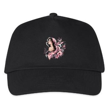 Elegante Frau mit floralen Akzenten - Kinder Basecap - Schwarz - Vorne