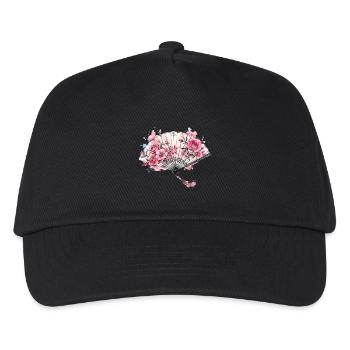 Floraler Fächer mit Aquarellblüten - Kinder Basecap - Schwarz - Vorne