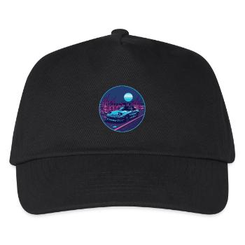 Harbor Run — Teal Roadster at the Neon Port - Kids’ Baseball Cap - black - Front