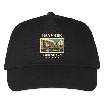 Dänemark Kopenhagen Vintage Reisemarke - Kinder Basecap - Schwarz - Vorne