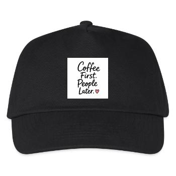 Coffee First People Later Heart Quote - Kinder Basecap - Schwarz - Vorne