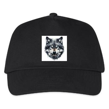 Blue Wolf Head Watercolor Painting - Kids’ Baseball Cap - black - Front