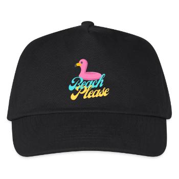 Beach Please Flamingo Retro Tee - Kinder Basecap - Schwarz - Vorne