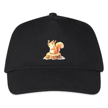 Un mignon écureuil fleuri dans la forêt printanière - Casquette de baseball Enfant - noir - Devant