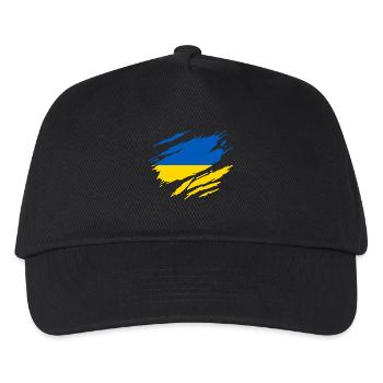 Ukrainesche ukrainische Flagge - Kinder Basecap - Schwarz - Vorne