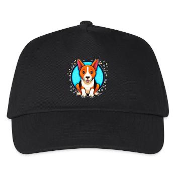 Basenji-Hund (Comic-Porträt) - Kinder Basecap - Schwarz - Vorne