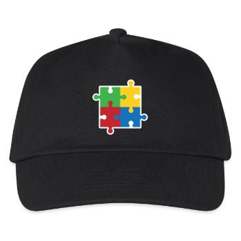 Autismus Puzzle Symbol - Kinder Basecap - Schwarz - Vorne