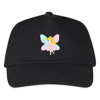 Kleine Fee im rosa Kleid mit Zauberstab – Magie - Kinder Basecap - Schwarz - Vorne