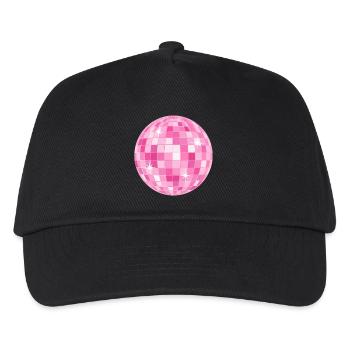 Knallpinke Discokugel - Kinder Basecap - Schwarz - Vorne