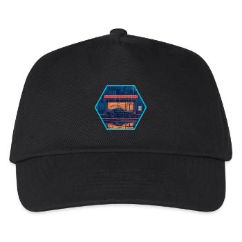 Retro 80s JDM Hatchback Neon Konbini Hex Emblem - Kids’ Baseball Cap - black - Front