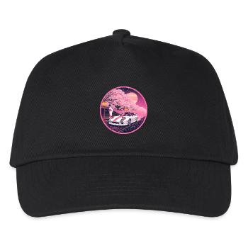 Retro 90er JDM Roadster Geisha Sakura Emblem - Kinder Basecap - Schwarz - Vorne