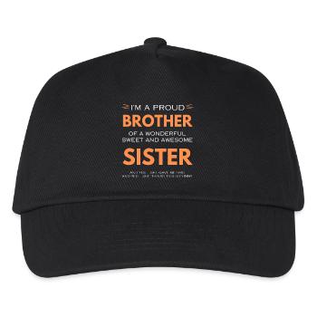 Ich bin ein stolzer Bruder einer Schwester Geschenk - Kinder Basecap - Schwarz - Vorne