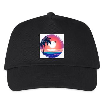 Sonnenuntergangs-Palmenkreis Ozean-Leuchten - Kinder Basecap - Schwarz - Vorne
