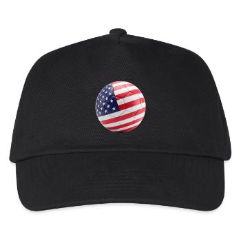 USA-FLAGGE AUF EINEM FUSSBALL - Kinder Basecap - Schwarz - Vorne