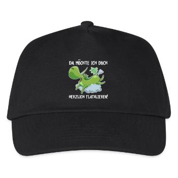 Flatulierendes Einhorn – Lustiger Spruch - Kinder Basecap - Schwarz - Vorne