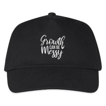 Growth Can Be Messy Personal Growth Quote Logo - Kids’ Baseball Cap - black - Front