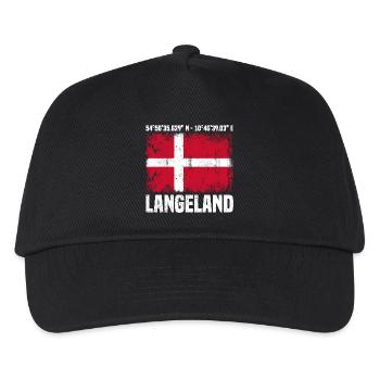 Langeland Koordinaten - Kinder Basecap - Schwarz - Vorne