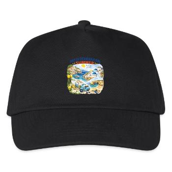 Mittelmeer-Sommer-Mosaik - Kinder Basecap - Schwarz - Vorne